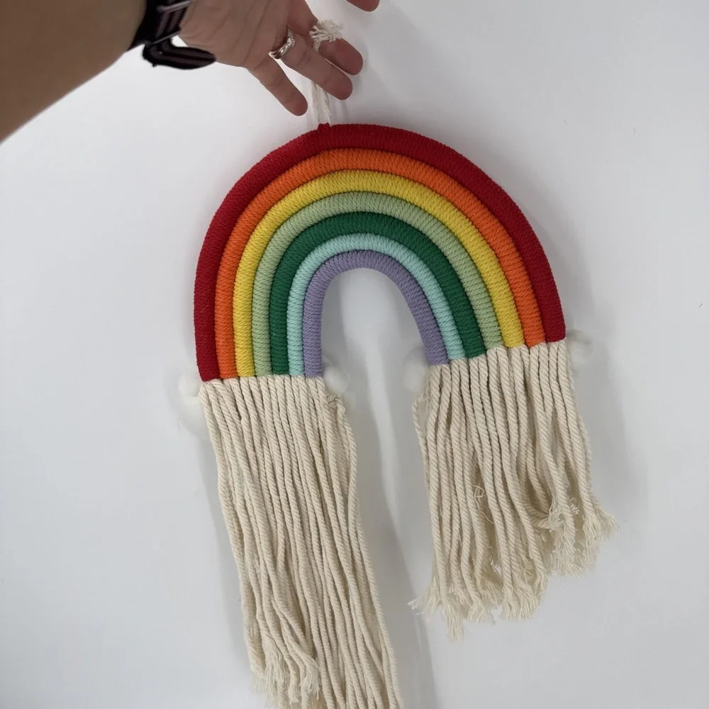 Woven Rainbow Macrame Wall Hanging‎ Cloud Nursery Room Home Bedroom Office Decor